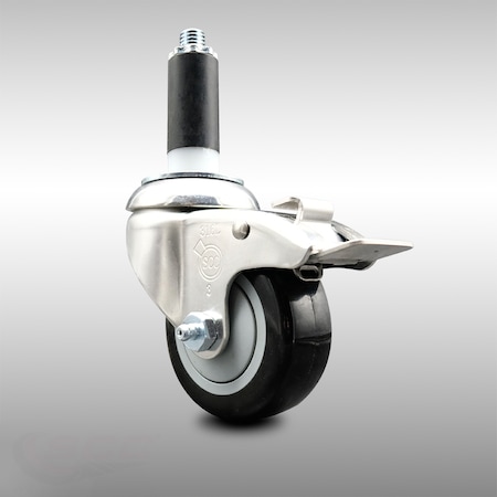 Service Caster 3.5 Inch 316SS Black Poly Swivel 1 Inch Expanding Stem Caster Lock Brake SCC SCC-SS316TTLEX20S3514-PPUB-BLK-1
